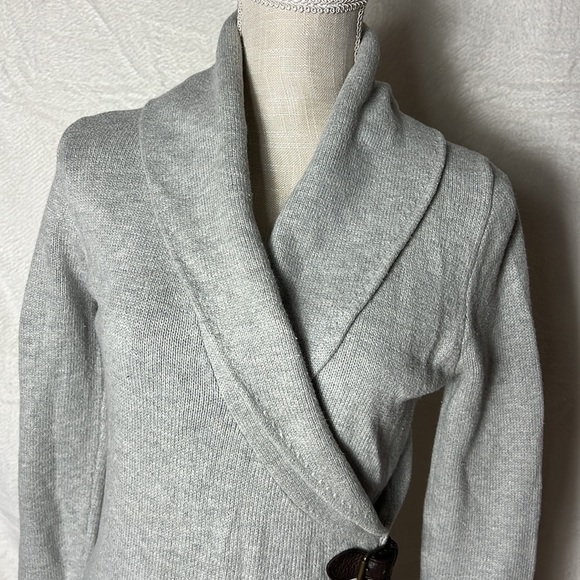 Ralph Lauren Women’s Cardigan Long-Sleeve Buckle Wrap Dress Small Light Gray - Picture 4 of 6